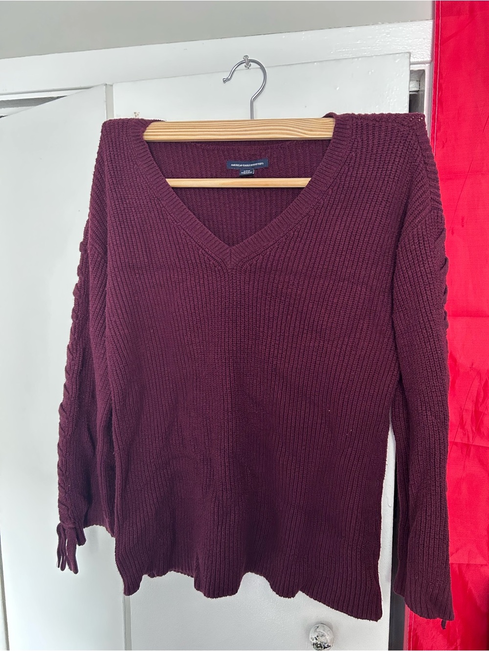 burgundy knit sweater